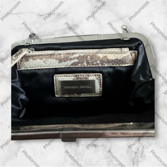 Annabel Ingall Vintage Gold and Beige Leather Clutch/Shoulder Bag w/Chain NWOT - Picture 4 of 5